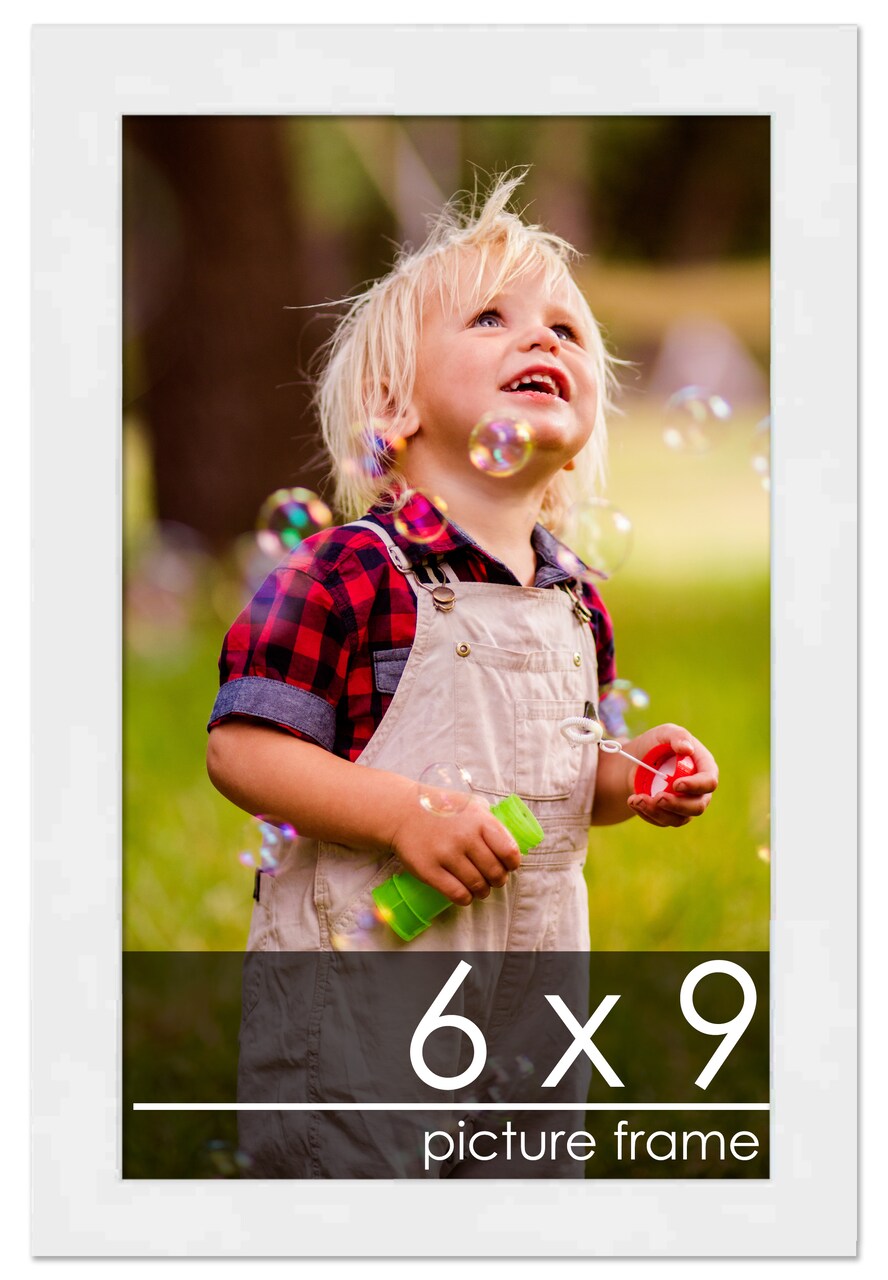 Photo Size Classic Modern White Frame - UV Acrylic, Foam Board Backing, Hanging Hardware